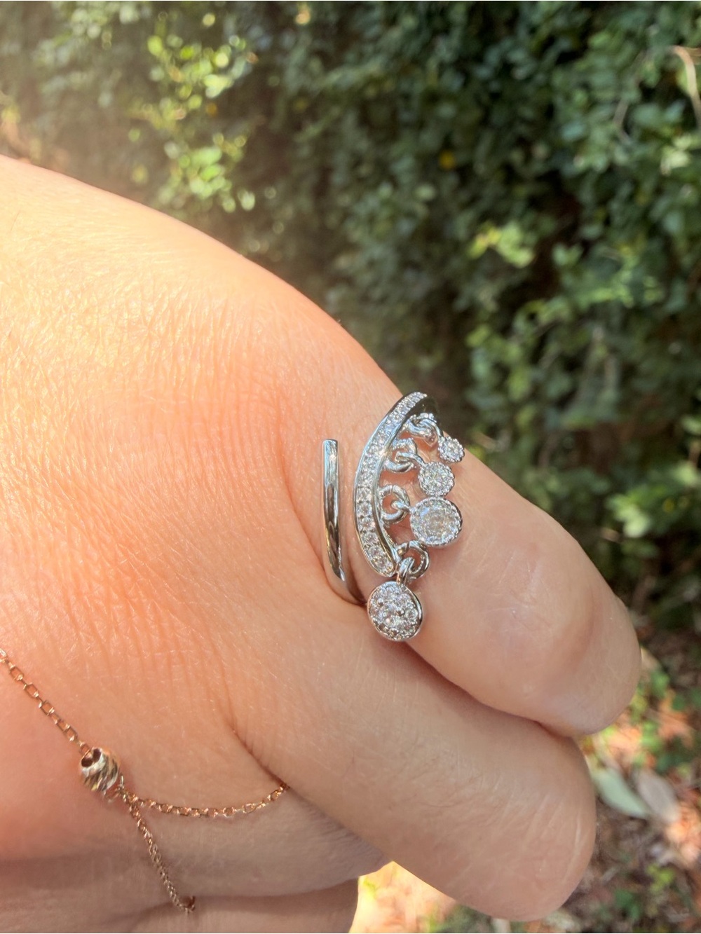 Sterling Silver 925 CZ Floral Cluster Ring - White - Picture 6 of 9